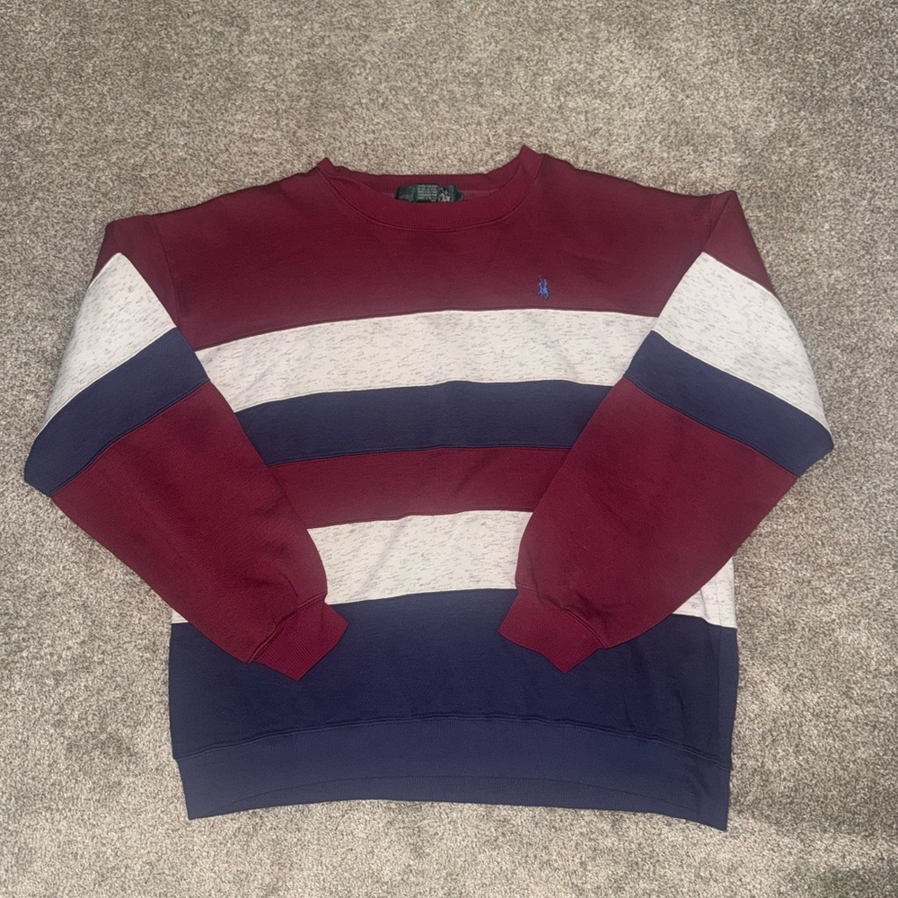 Vintage Knights of the round table striped crew neck